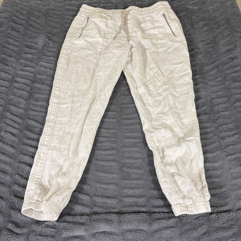 Athleta Cabo Linen Jogger Pants 16 Tall Oatmeal Flax Beige 530635 Relaxed Fit